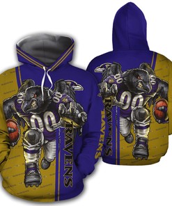 Baltimore Ravens Hoodie 3D Mascot Design Gift for Fans