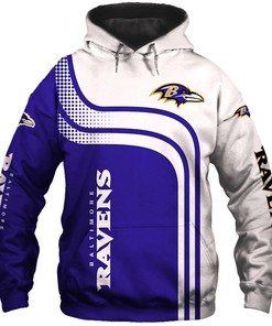 Baltimore Ravens Hoodie 3D One Way Zip Hoodie