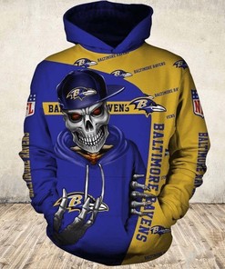 Baltimore Ravens Hoodie 3D Zip Hoodie Cute Death Gifts for Fans