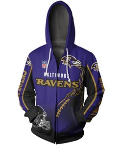 Baltimore Ravens Hoodie 3D Zip Hoodie Cute Flame Balls Graphic Gifts for Fans