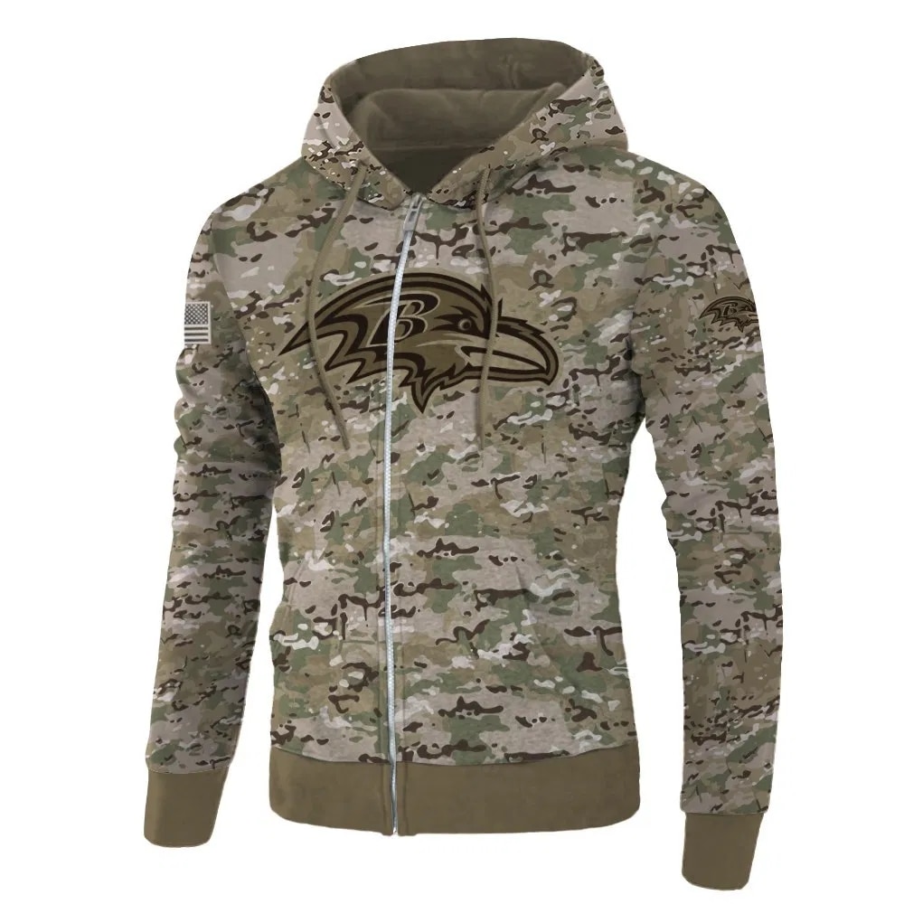 Baltimore Ravens Hoodie Army Graphic Zip Hoodie Pullover Gift for Fans - Image 3