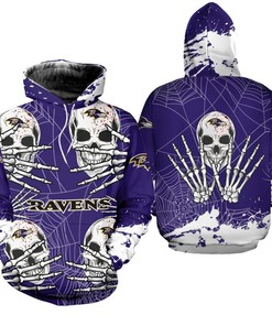 Baltimore Ravens Hoodie Skull for Halloween Graphic