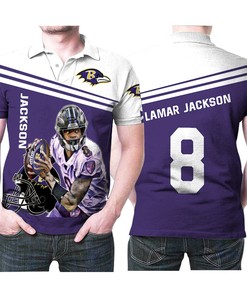 Baltimore Ravens Lamar Jackson 8 Legend Player Nfl American Football 3d Designed Allover Baltimore Fans Lamar Jackson Lovers Polo Shirt