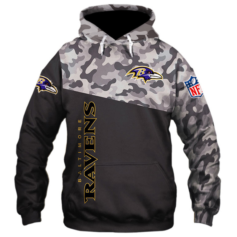 Baltimore Ravens Military Hoodie 3D Zip Hoodie 3D Zip Hoodie Long Sleeve New Season