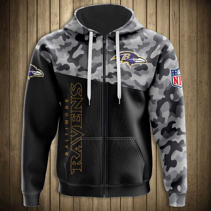 Baltimore Ravens Military Hoodie 3D Zip Hoodie 3D Zip Hoodie Long Sleeve New Season - Image 2