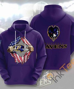 Baltimore Ravens Nfl American Ripped Hoodie 3d