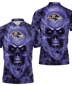 Baltimore Ravens Nfl Fans Skull Polo Shirt All Over Print Shirt 3d T-shirt