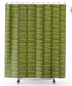 Bamboo Tiki Geometric Shower Curtain Mid Century Modern, MCM Bathroom, Modernist, Retro Bathroom, Bathroom Décor, Century Modern