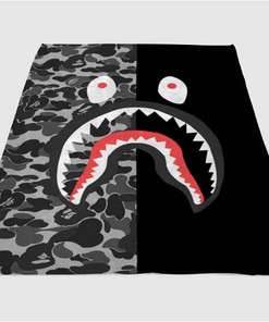 Bape Army Pattern Black Sherpa Fleece Blanket Gifts for Family, for Couple