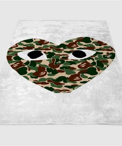 Bape Comme Army Sherpa Fleece Blanket Gifts for Family, for Couple