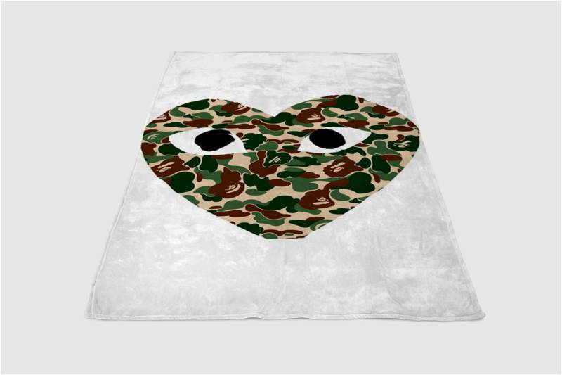 Bape Comme Army Sherpa Fleece Blanket Gifts for Family, for Couple