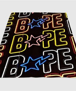 Bape Neon Light Sherpa Fleece Blanket Gifts for Family, for Couple