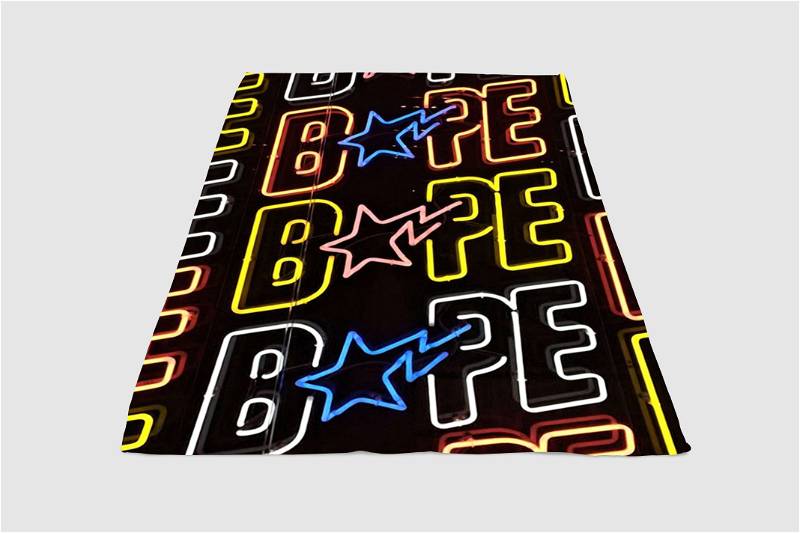 Bape Neon Light Sherpa Fleece Blanket Gifts for Family, for Couple