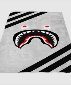 Bape White Sherpa Fleece Blanket Gifts for Family, for Couple
