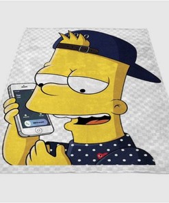 Bart Simpson Call Sherpa Fleece Blanket Gifts for Family, for Couple