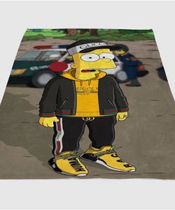 Bart Simpson Human Race Sherpa Fleece Blanket Gifts for Family, for Couple