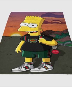 Bart Simpson North Face Sherpa Fleece Blanket Gifts for Family, for Couple