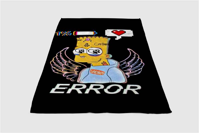 Bart Simpson Sad Sherpa Fleece Blanket Gifts for Family, for Couple