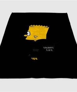 Bart Simpson Trippy Sherpa Fleece Blanket Gifts for Family, for Couple