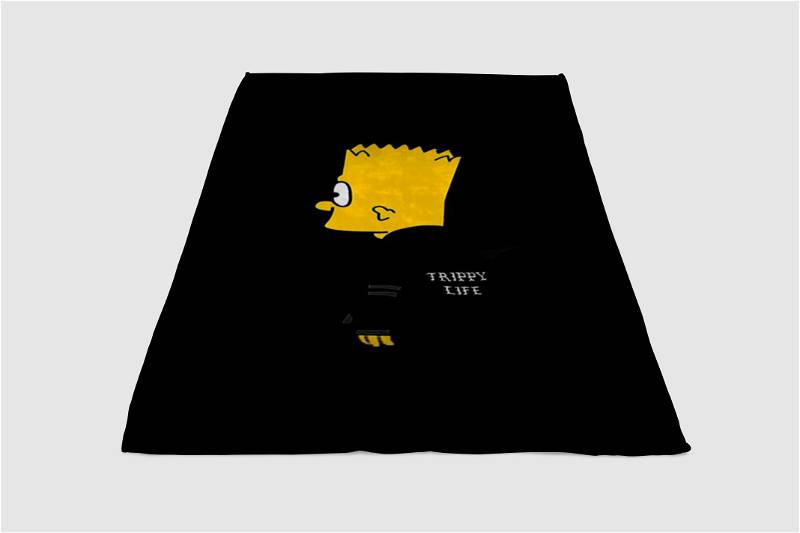 Bart Simpson Trippy Sherpa Fleece Blanket Gifts for Family, for Couple