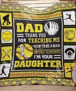 Baseball Dad, Thank You Quilt Blanket Bedding Set