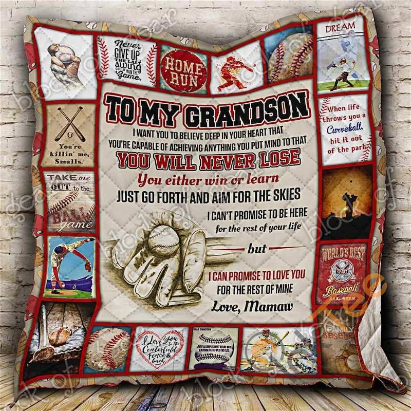 Baseball Grandson, Love, Mamaw Quilt Blanket Bedding Set