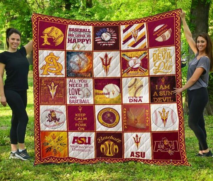 Baseball Ncaa Arizona State Sun Devils Love Quilt Blanket