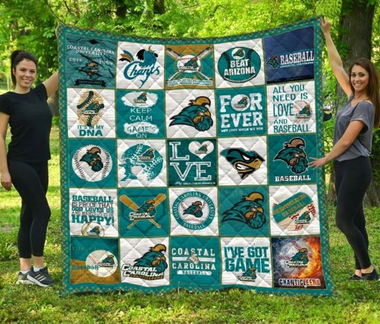 Baseball Ncaa Coastal Carolina Chanticleers Collection Collected Quilt Blanket Bedding Set