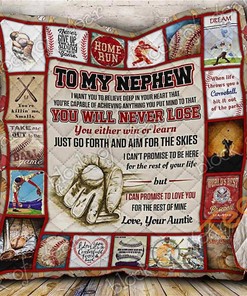 Baseball Nephew, Love, Auntie Quilt Blanket Bedding Set