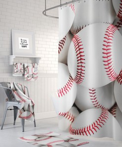 Baseball Shower Curtain, Sports Shower Curtain, Bathroom Decor