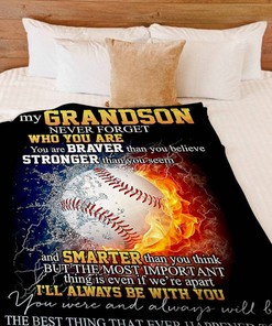 Baseball To My Grandson Never Forget Who You Are Personalized Blanket For Family Birthday