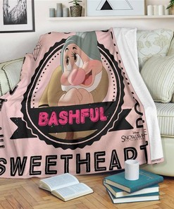 Bashful Dwarf Snow White Sherpa Fleece Blanket Gifts for Family, for Couple