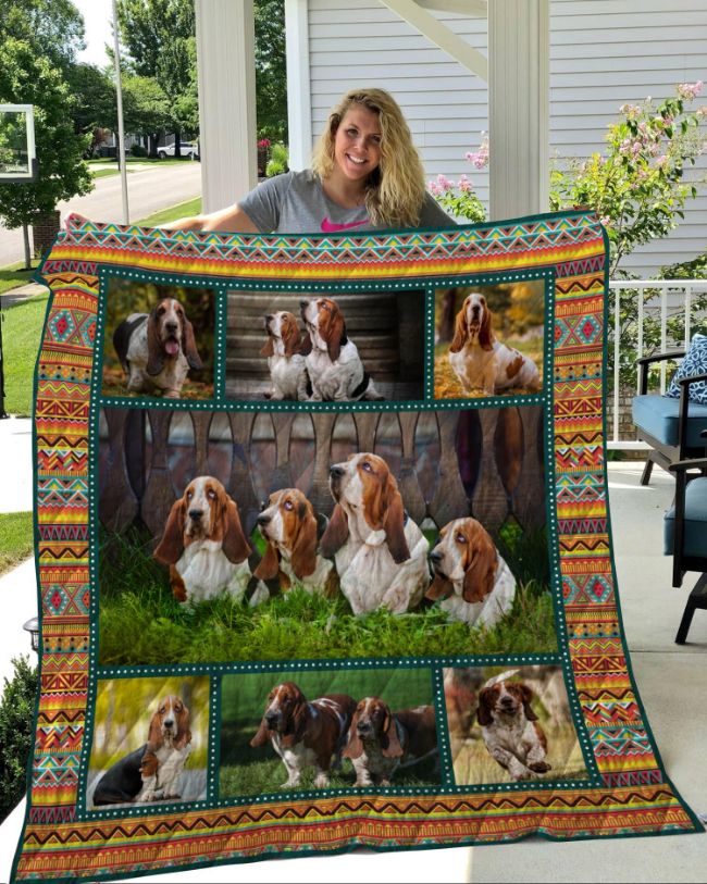 Basset Hound Quilt Blanket Bedding Set for Home Décor