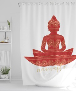 Bath Curtain, Namaste Shower Curtain, Yoga Inspired Bathroom Decor, Spiritual Bathroom Art, Boho Home Decor, Meditation Housewarming Gift