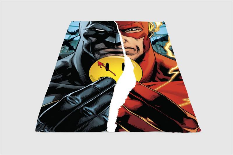 Batman The Flash The Button Sherpa Fleece Blanket Gifts for Family, for Couple