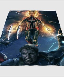Battle Captain Marvel Sherpa Fleece Blanket Gifts for Family, for Couple