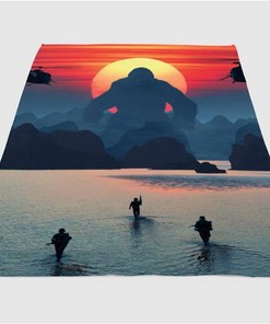 Battle With Kong Skull Island Sherpa Fleece Blanket Gifts for Family, for Couple