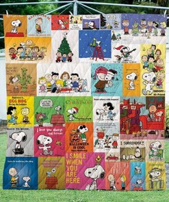 Bc Peanuts Christmas Quilt Blanket Bedding Set for Home Décor