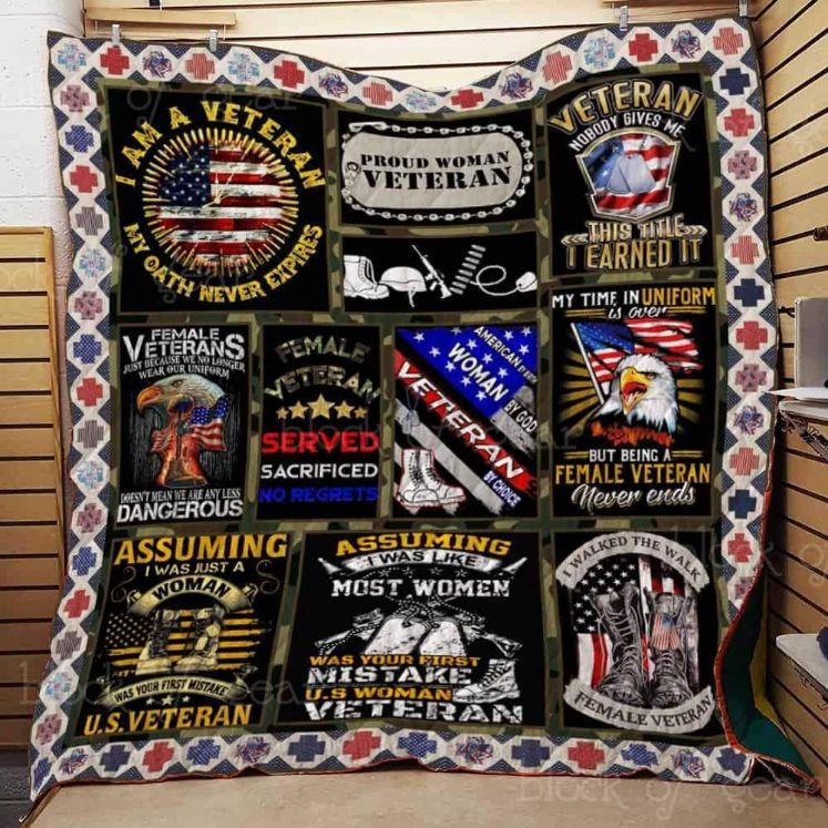 Bc Proud Woman Veteran Quilt Blanket
