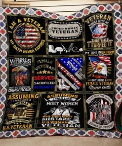 Bc Proud Woman Veteran Quilt Blanket Bedding Set