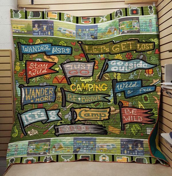 Be Brave Go Outside Stay Wild Camping Quilt Blanket Bedding Set