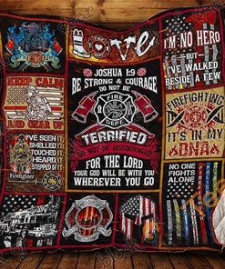 Be Strong And Courage Firefighter Quilt Blanket Bedding Set