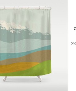 Beach Sea Waves Shower Curtain, Modern Painting Art Bathroom Decor, Waterproof And Washable Shower Curtains