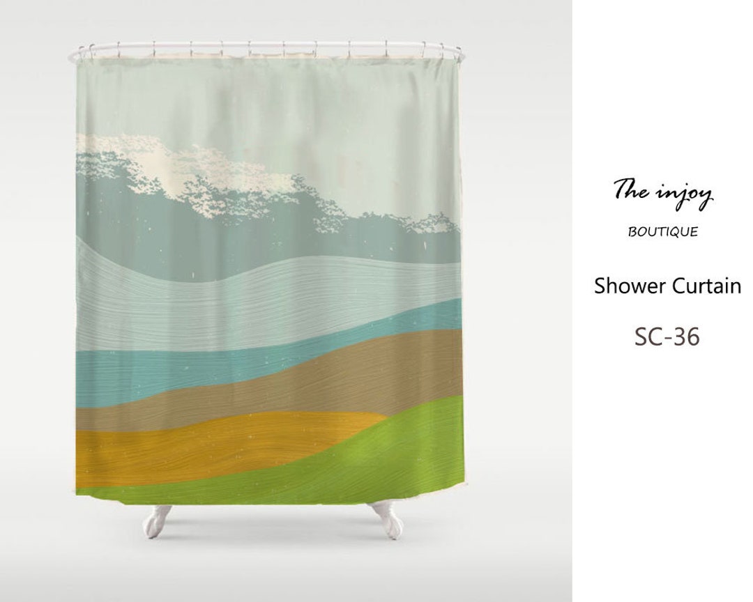 Beach Sea Waves Shower Curtain, Modern Painting Art Bathroom Decor, Waterproof And Washable Shower Curtains