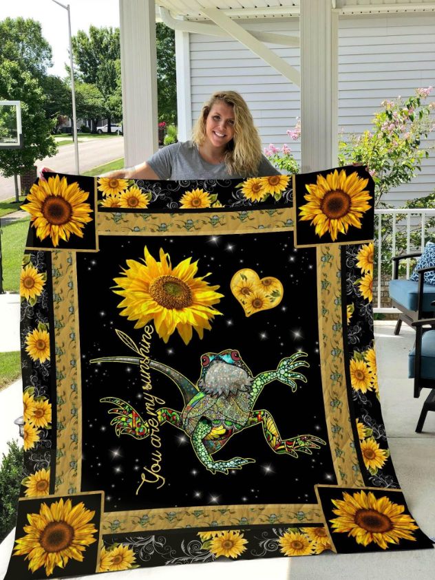 Bearded Dragon Sunflower You Are My Sunshine Quilt Blanket Bedding Set