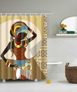 Beautiful Black African Woman Shower Curtain, Traditional Ethnic Africa Design Bathroom Curtain, Home Bath Decor Accessories