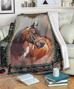 Beautiful Horse Horse Lover Sherpa Fleece Blanket Gifts for Family, for Couple