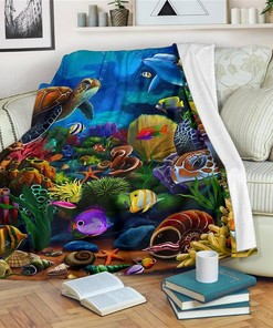 Beautiful Ocean Sherpa Fleece Blanket Gifts for Family, for Couple