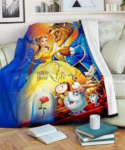 Beauty And The Beast Disney Fleece Blanket Gift For Fan, Quilt Blanket Bedding Set Gift