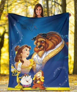 Beauty And The Beast Fleece Blanker Disney Cartoon Sherpa Blanket Fleece Blanket Funny Gifts